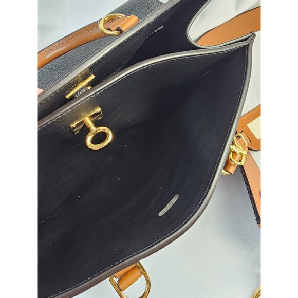 LOUIS VUITTON City Steamer Black Tan Leather Bag 2 Way Shoulder Strap Tote Bag - Picture 11 of 16